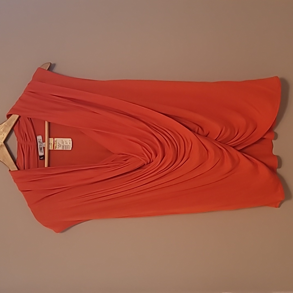 Jennifer Lopez Orange Criss Cross Cascade Top L